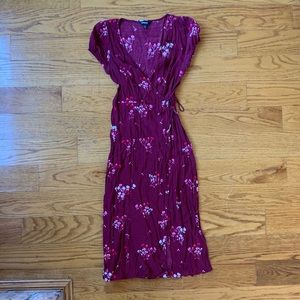 Express Wrap Cap Sleeve Floral Midi Dress